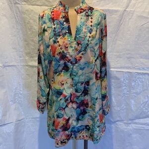 Soft Surroundings gorgeous water color tunic with mirror detail, Small